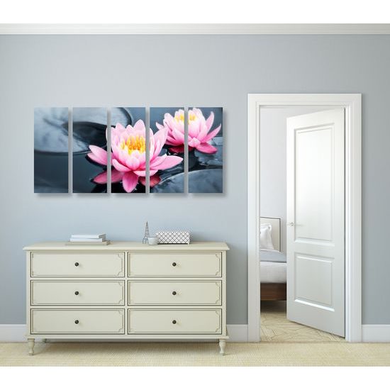 5-dielny obraz lekno v rieke