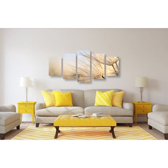 5-dielny obraz dychberúci detail púpavy