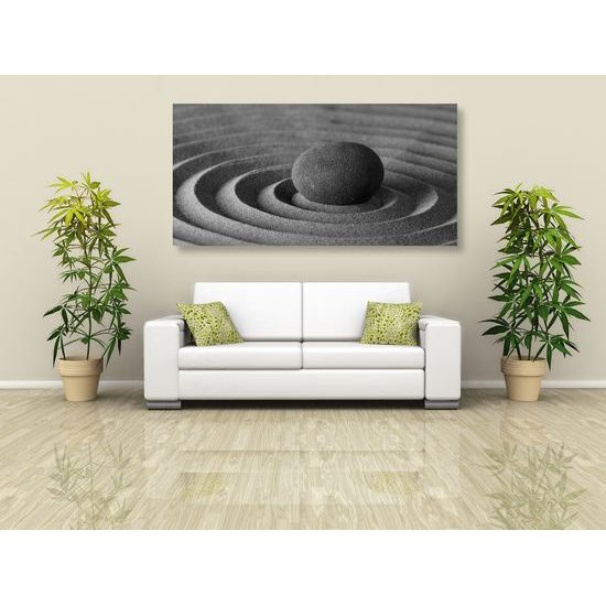 Obraz ukľudňujúci kameň v čiernobielom prevedení