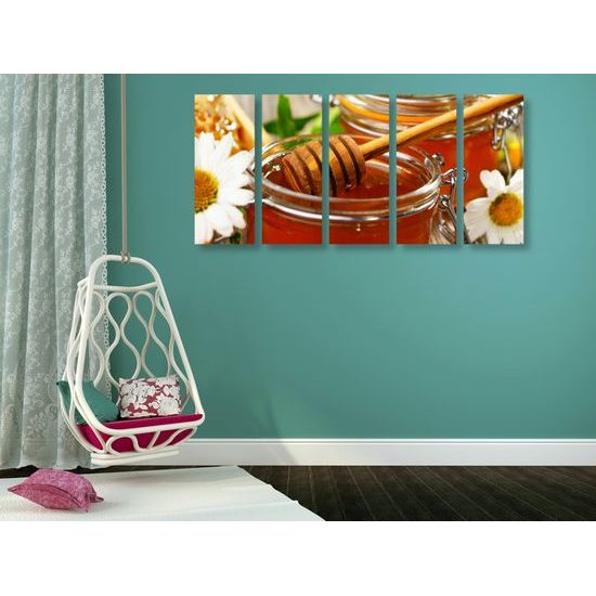 5-dielny obraz lesný med