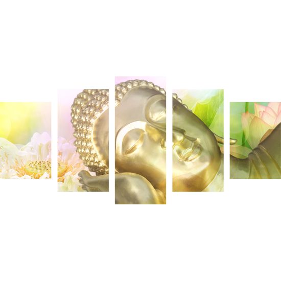 5-dielny obraz oddychujúci Budha