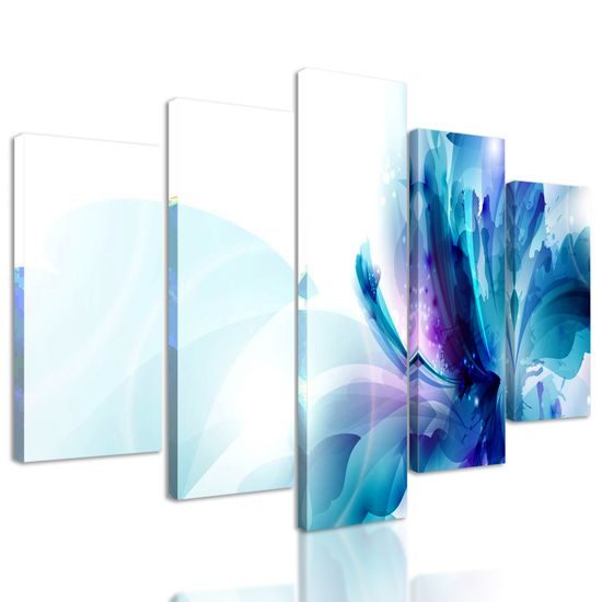 5-dielny obraz kvet v odtienoch modrej