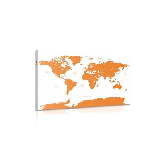 Obraz podrobná mapa sveta v oranžovej farbe