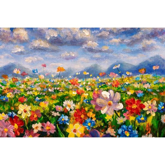 Tapeta olejomaľba lúky plnej kvetov