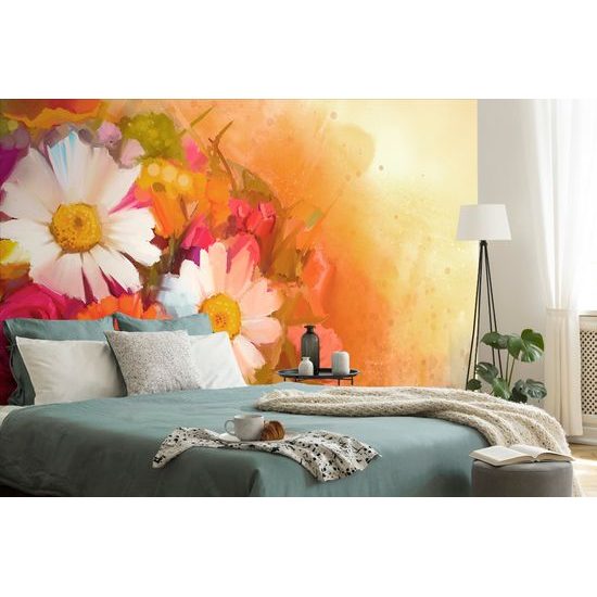 Tapeta maľba kytice v pestrofarebných farbách