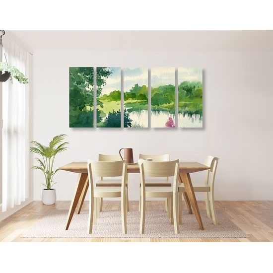 5-dielny obraz ukľudňujúca zeleň