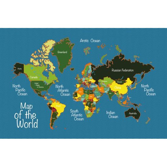 Samolepiaca tapeta neobyčajná mapa sveta