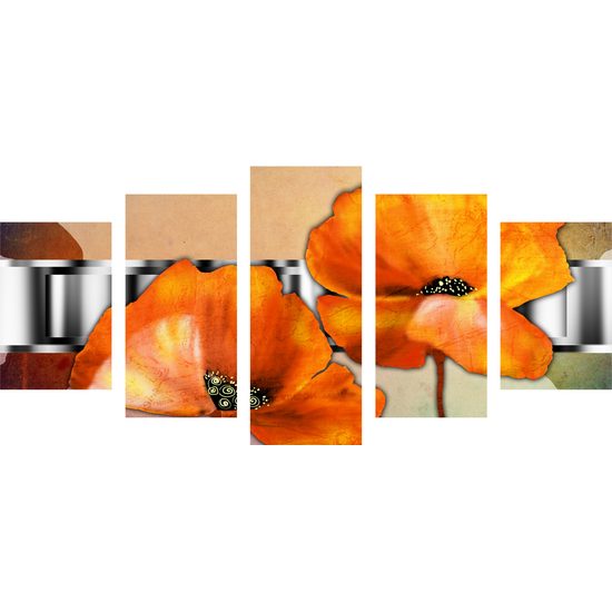 5-dielny obraz umelecké znázornenie jemnosti kvetov