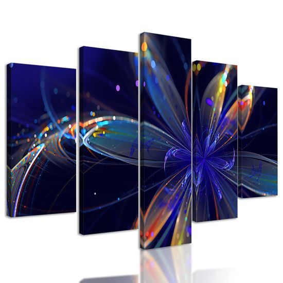 5-dielny obraz futuristická abstrakcia kvetiny