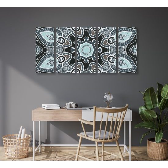 5-dielny obraz nádherná Indická Mandala