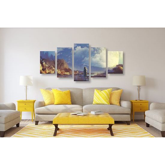 5-dielny obraz žena vo futuristickom svete