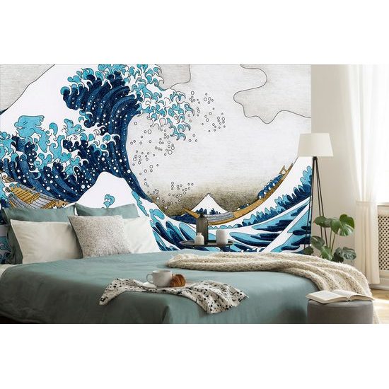 Samolepiaca tapeta imitácia Veľkej vlny z Kanagawa - K. Hokusai