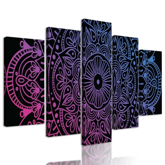 5-dielny obraz fialová Mandala