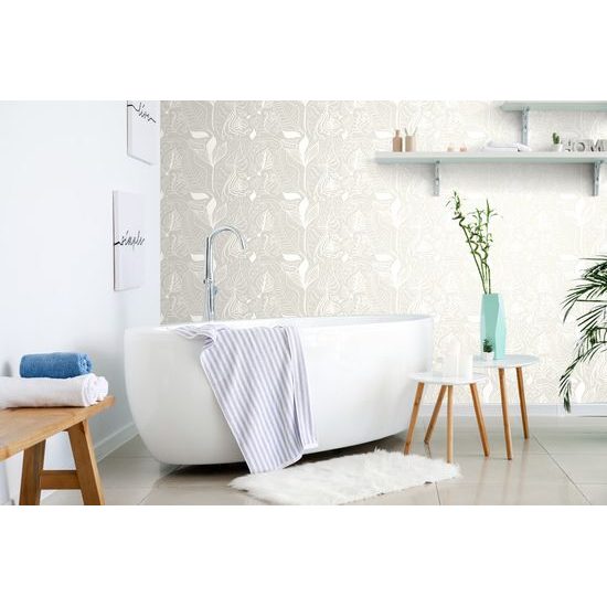 Tapeta umelecké listy v šedom prevedení