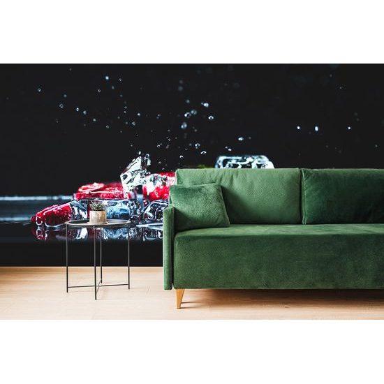 Samolepiaca fototapeta detail ľadových kociek s ovocím