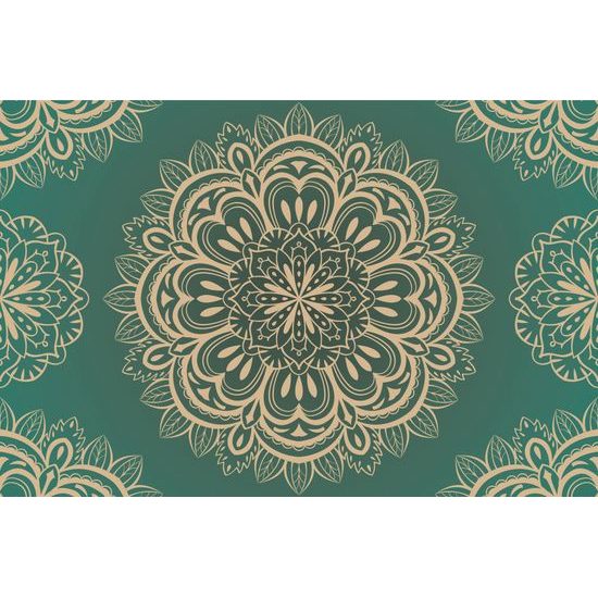 Samolepiaca tapeta Mandala na emeraldovom pozadí