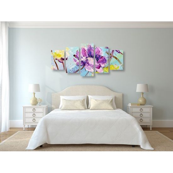 Obraz nádherná maľovaná abstrakcia kvetu pestrofarebnom prevedení