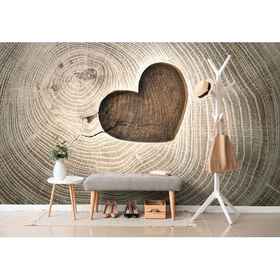 Samolepiaca fototapeta znak lásky na dreve