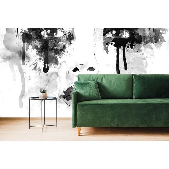 Jedinečná samolepiaca tapeta zraniteľnosť ženy v čiernobielom prevedení