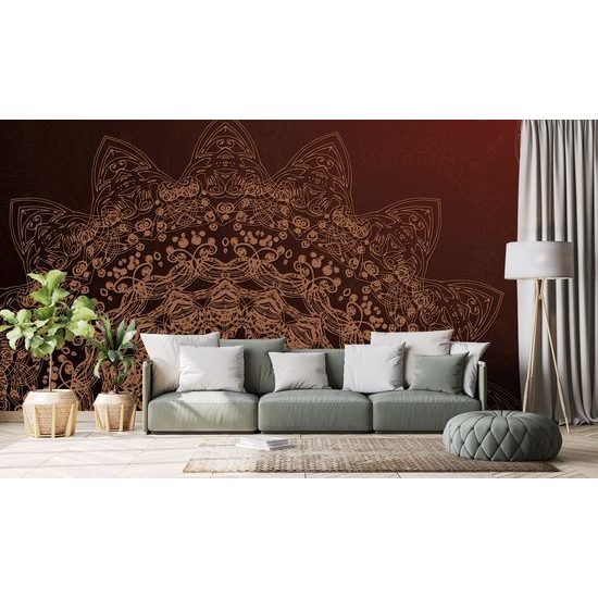 Samolepiaca tapeta prírodná Mandala v hnedom prevedení