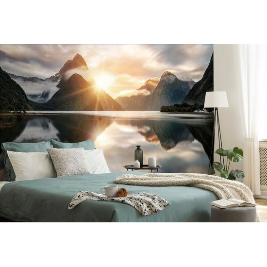 Fototapeta východ slnka nad jazerom na Novom Zélande