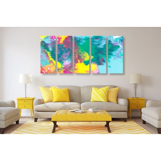 5-dielny obraz abstrakcia pastelových farieb