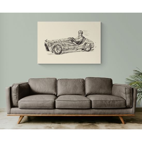 Obraz neprekonateľný pretekár v retro zobrazení