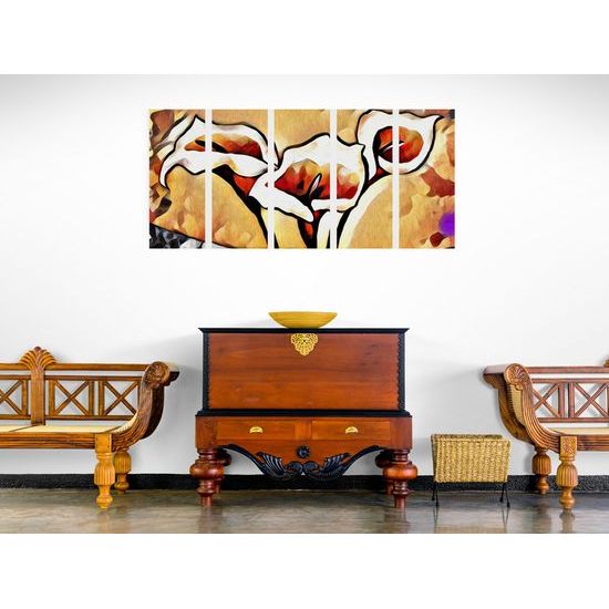 5-dielny obraz dychberúce etno kaly