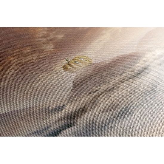 Obraz domček z tekvice na vrchole hory