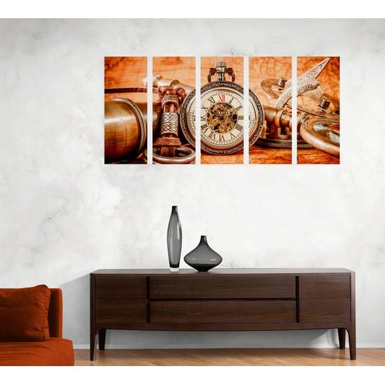 5-dielny obraz historické luxusné hodinky