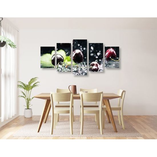 5-dielny obraz chutné šťavnaté čerešne