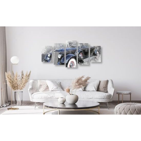 5-dielny obraz abstraktné auto