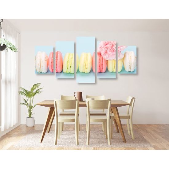 5-dielny obraz pastelové makrónky