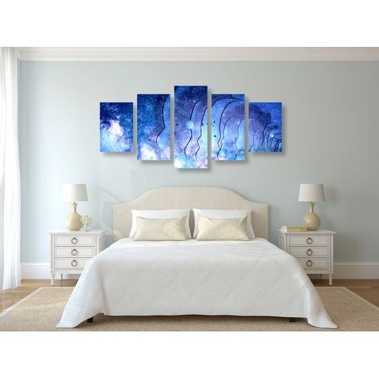 5-dielny obraz abstrakcia nočnej oblohy