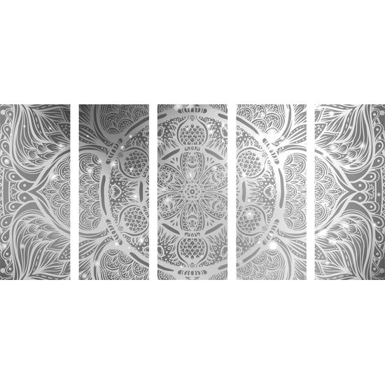 5-dielny obraz čiernobiela galaktická Mandala