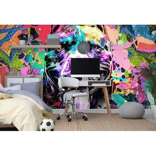 Samolepiaca tapeta pes v pestrofarebnom prevedení