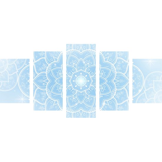 5-dielny obraz biely kvet Mandaly