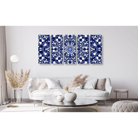 5-dielny obraz zaujimavá kvetinová Mandala