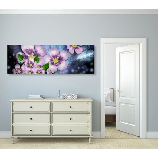 Obraz fialové kvety vo vintage prevedení