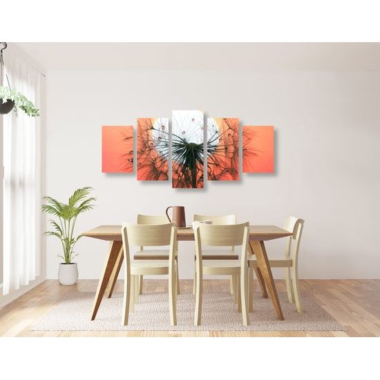 5-dielny obraz kvapky vody na púpave