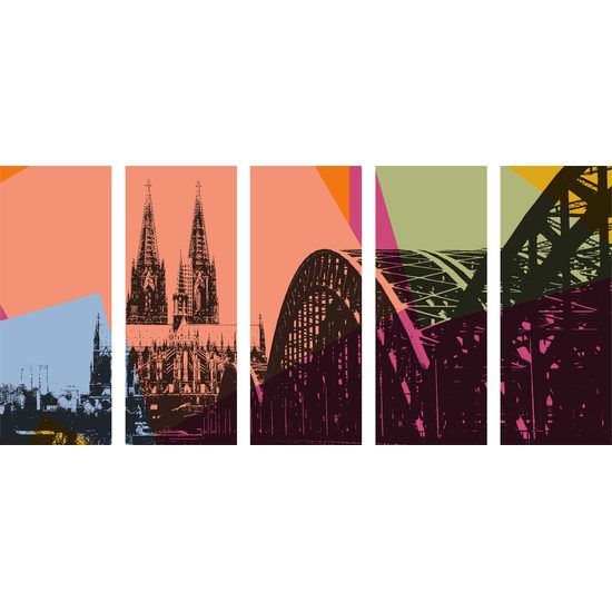 5-dielny obraz nemecký Kolín v pop art štýle