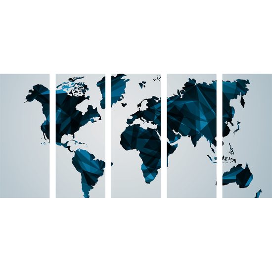 5-dielny obraz mapa sveta tovrená polygonmi