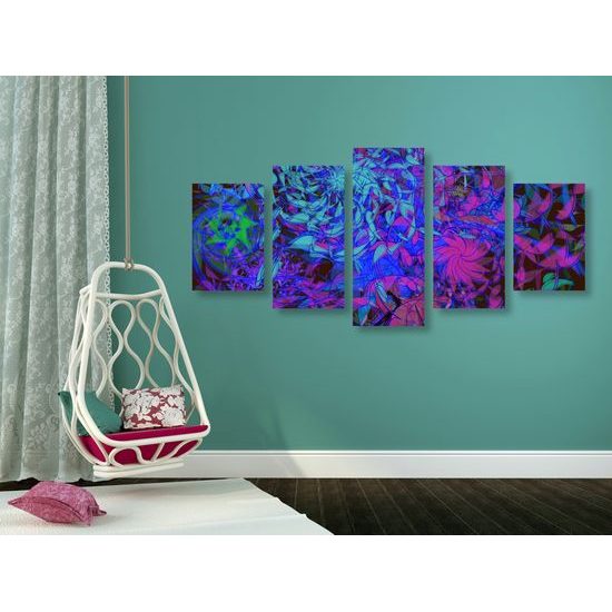 5-dielny obraz nevšedná abstrakcia v futuristickom prevedení