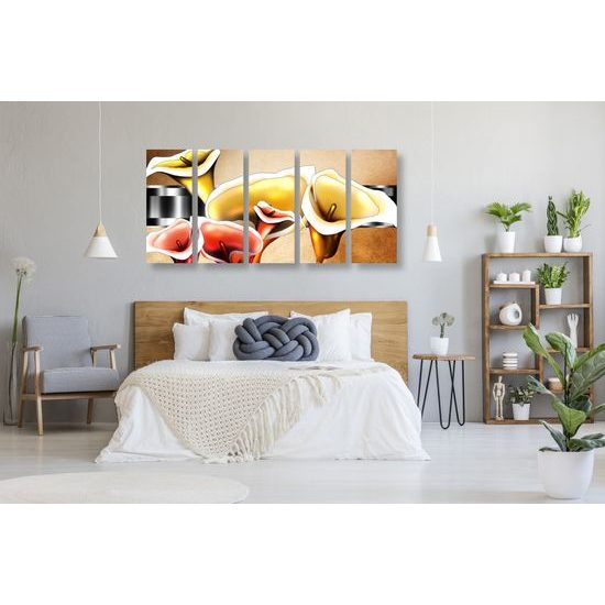 5-dielny obraz luxusné kvety kaly