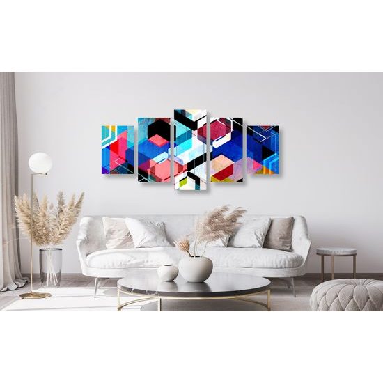 5-dielny obraz futuristická abstrakcia tvarov