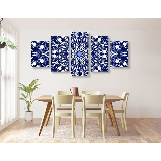 5-dielny obraz zaujimavá kvetinová Mandala