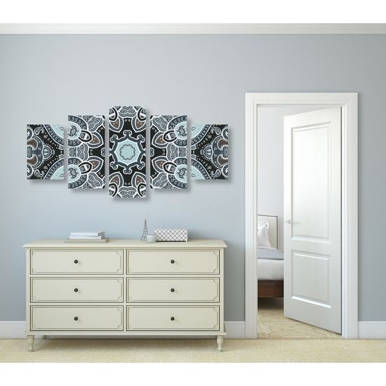 5-dielny obraz nádherná Indická Mandala