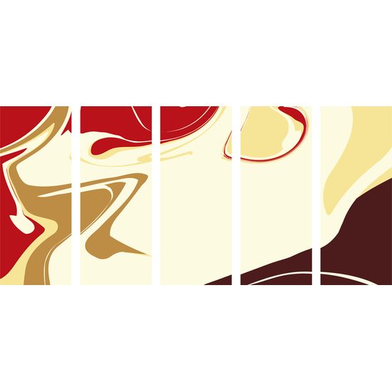 5-dielny obraz umelecká abstrakcia v zemitých farbách