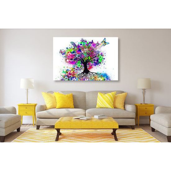 Obraz strom obklopený motýľmi