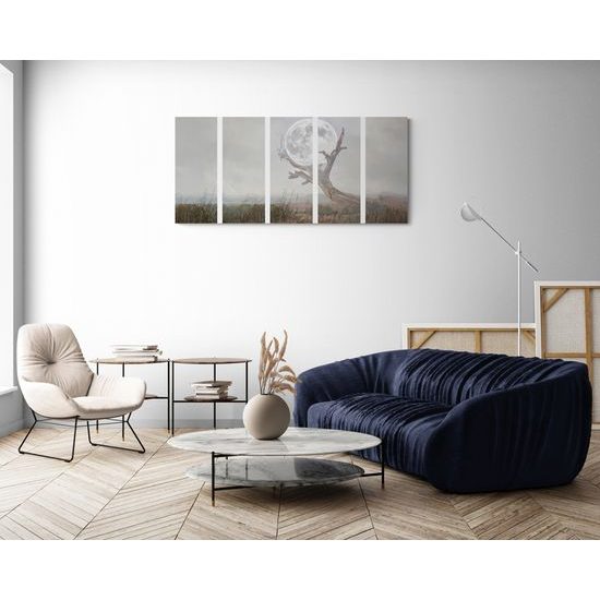 5-dielny obraz magický mesiac v objatí prírody